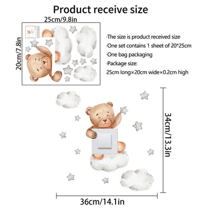 Cozy Bear & Stars Light Switch Wall Sticker