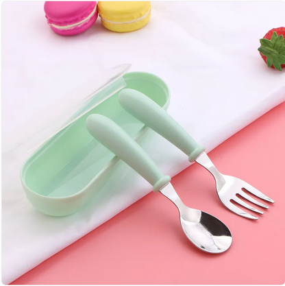 304 Stainless Steel Children's Fork and Spoon Set