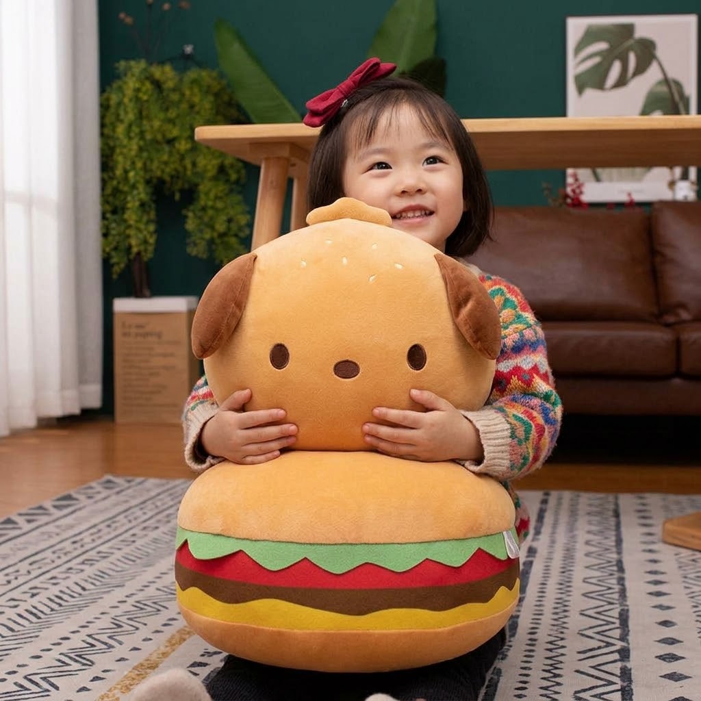 Puppy Hamburger Plush Pillow