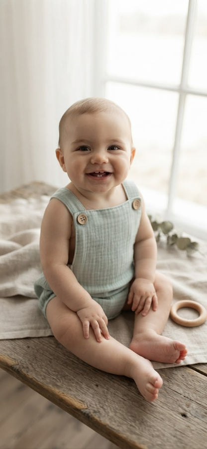 Oliver Cotton-Linen Bubble Romper