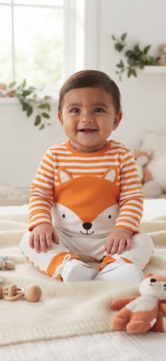 Little Fox Cuddles Long-Sleeve Outfit