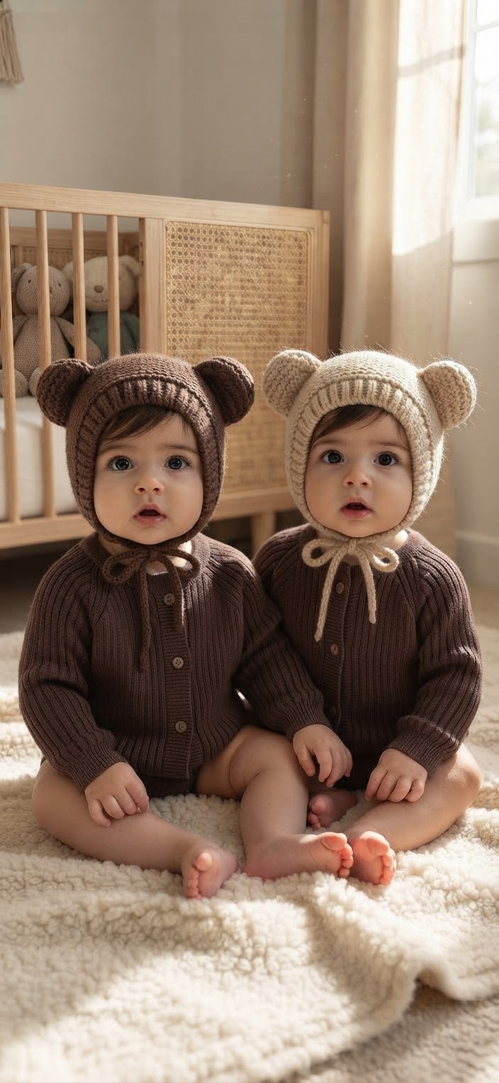 Cozy Bear Ear Baby Hat