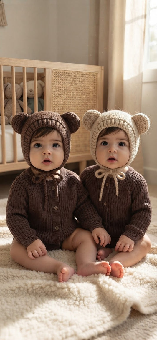 Cozy Bear Ear Baby Hat