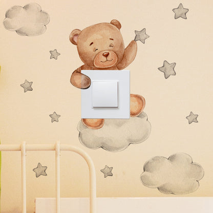 Cozy Bear & Stars Light Switch Wall Sticker